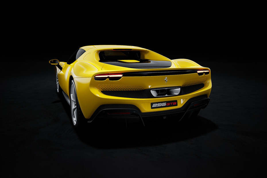 Rear Cross Side View of Ferrari 296 GTB in UAE