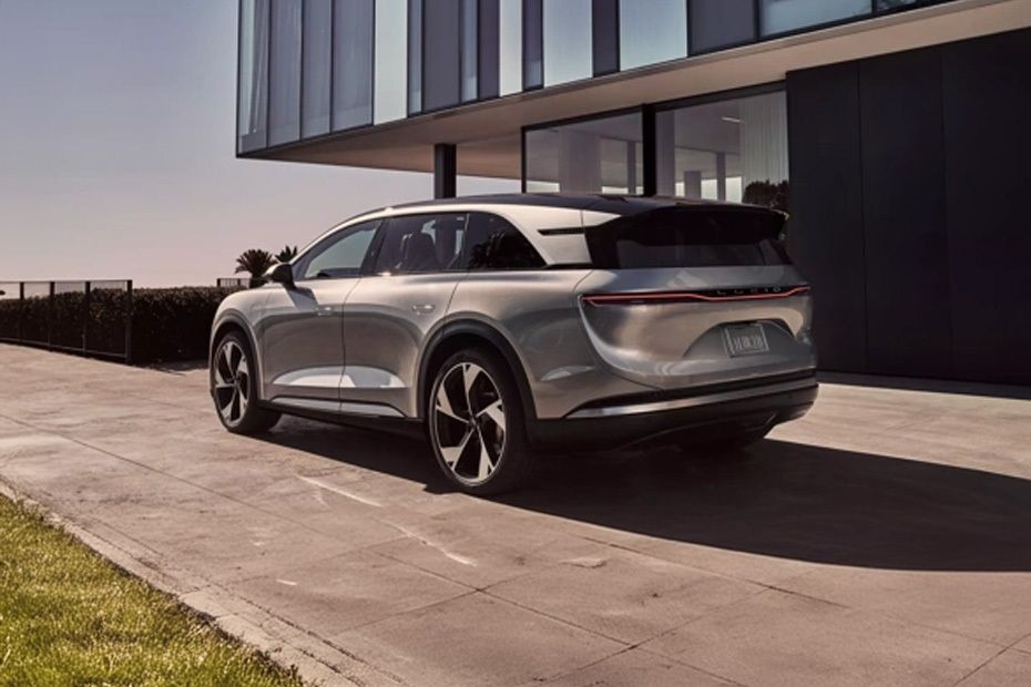 Rear Cross Side View of Lucid Gravity in UAE