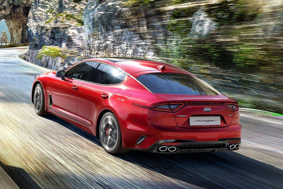 Rear Cross Side View of KIA Stinger Rear Cross Side View of KIA Stinger