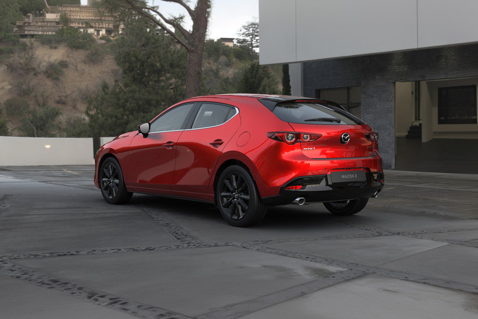 Rear Cross Side View of Mazda 3 Hatchback in UAE