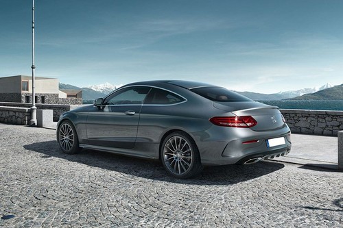Rear Cross Side View of Mercedes-Benz C-Class Coupe
