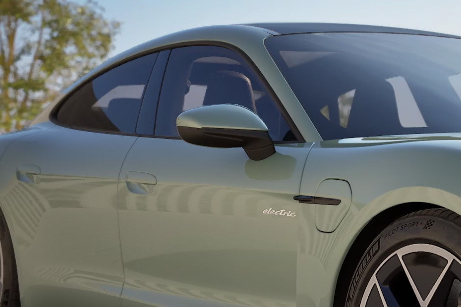 Porsche Taycan Drivers Side Mirror Front Angle Porsche Taycan Drivers Side Mirror Front Angle