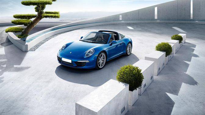 Porsche 911 Targa 4 Front Angle High View Porsche 911 Targa 4 Front Angle High View