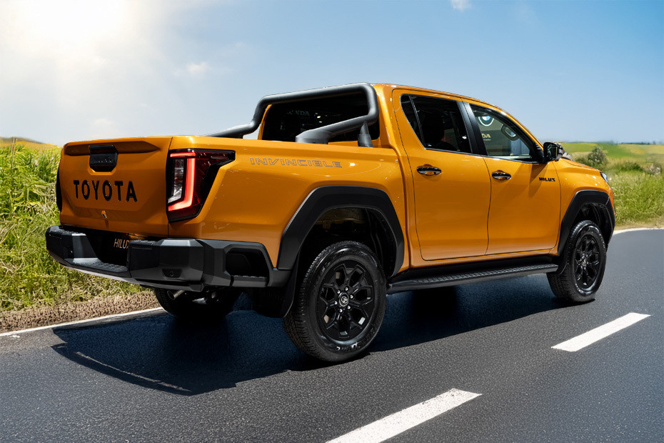 Hilux Hybrid Rear angle view in UAE