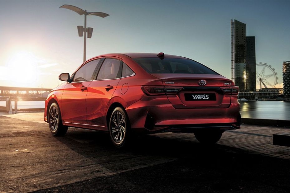 Rear Cross Side View of Toyota Yaris Sedan in UAE