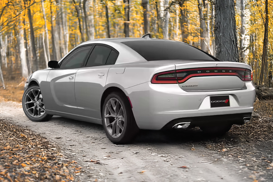 Rear Cross Side View of Dodge Charger in UAE