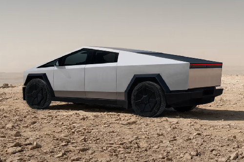 Rear Cross View of Tesla Cybertruck